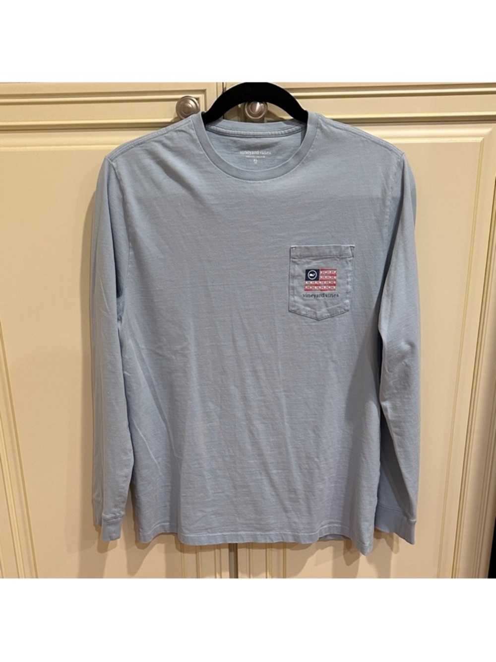 Vineyard Vines Mens Baseball Flag Long-Sleeve Pocket Tee